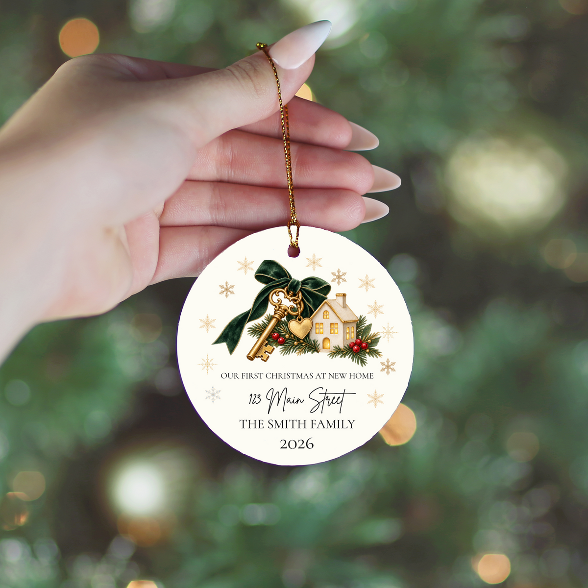 Personalized First Christmas in New Home Ornament, Custom House Key Christmas Decoration, New Homeowner Gift, Housewarming Keepsake