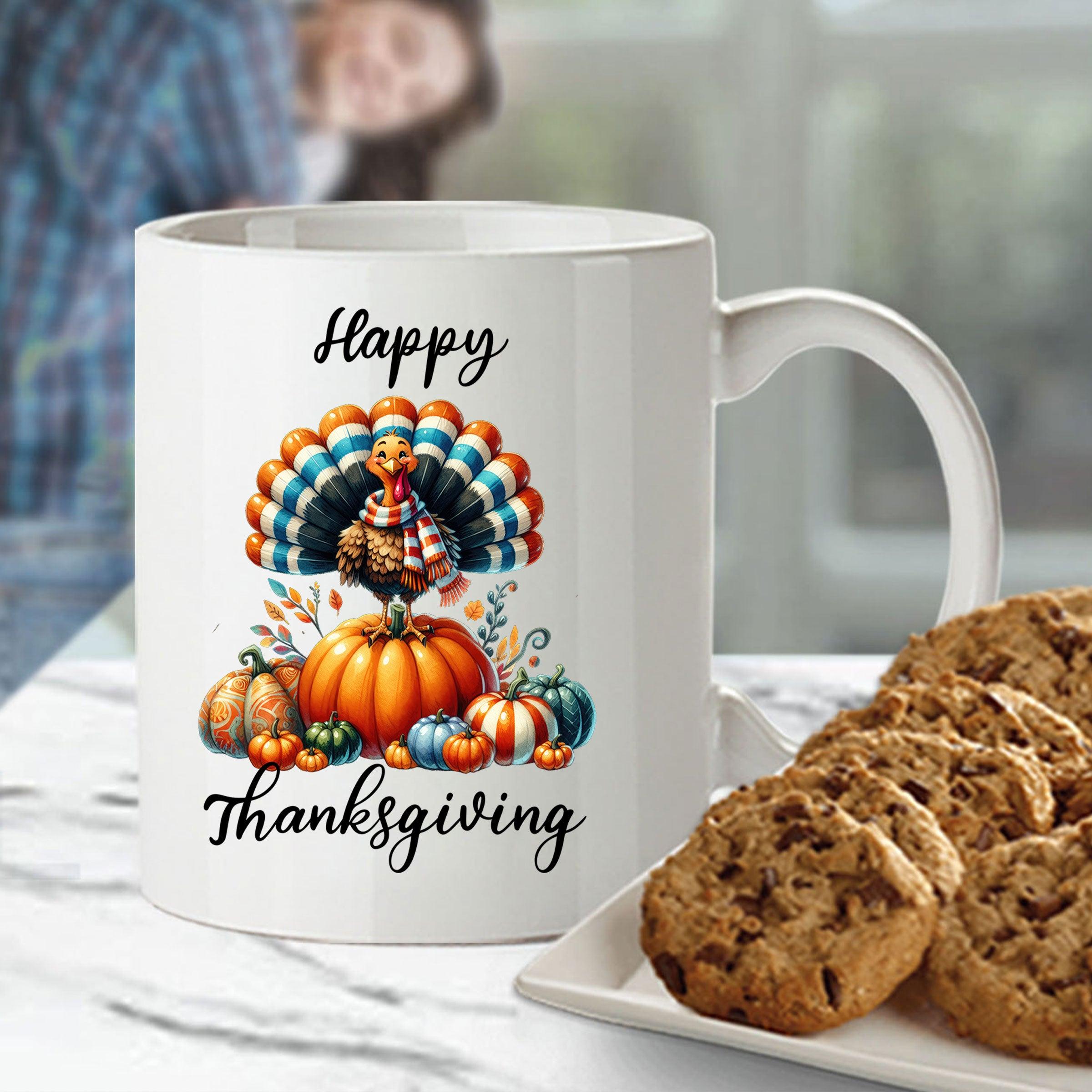 Happy Thanksgiving Ceramic Mug – Perfect for Holiday Cheer! - Mallard Moon Gift Shop