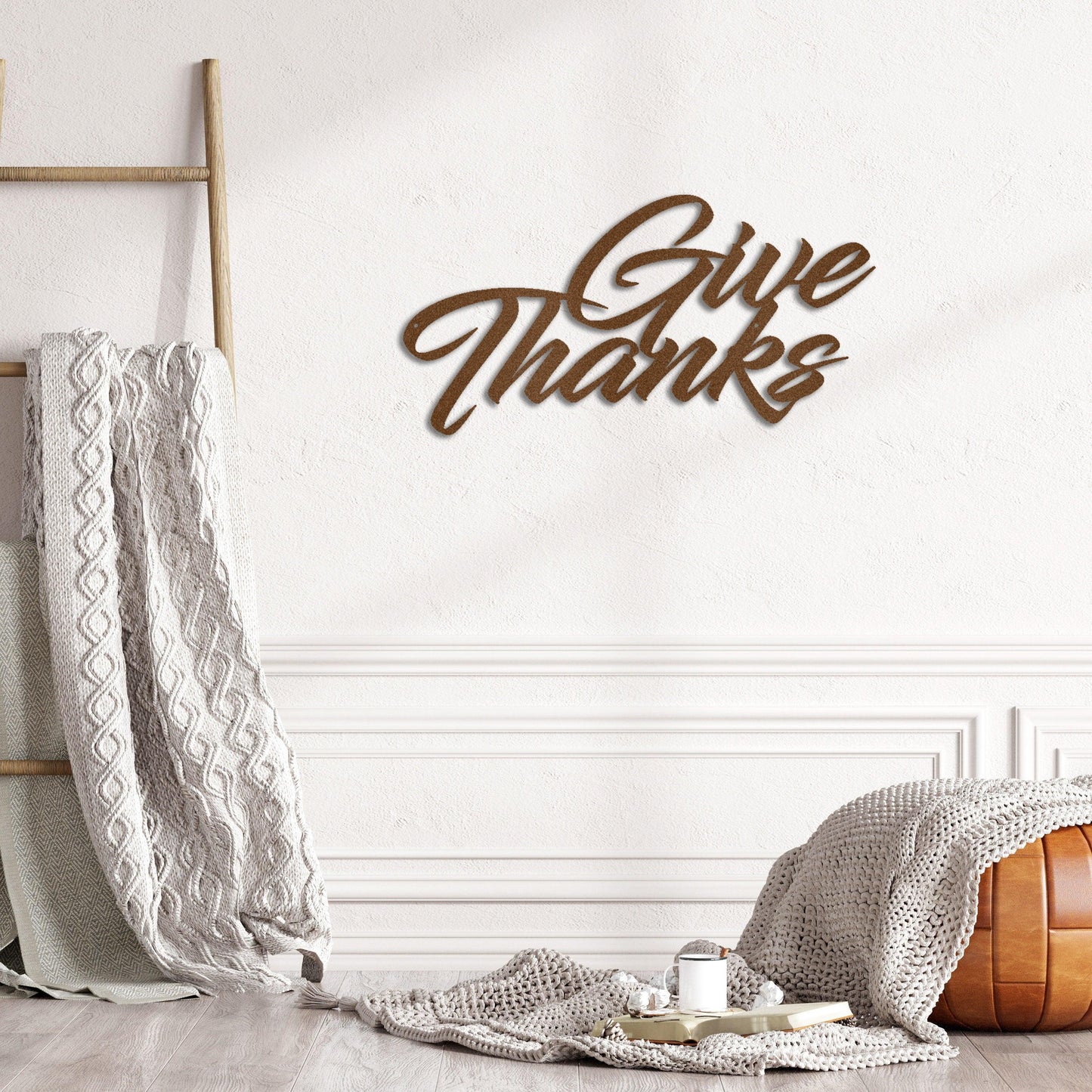 Give Thanks Indoor Outdoor Steel Wall Sign Metal Art - Mallard Moon Gift Shop