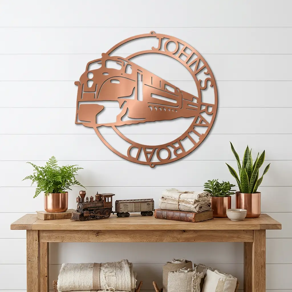 Railroad Train Metal Wall Art – Locomotive Wall Decor – Railroad Enthusiast Gift – Train Lover Wall Sign