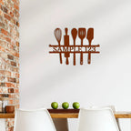 Personalized Kitchen Metal Sign Custom Family Name Wall Art Baking Utensil Decor Farmhouse Kitchen Sign Cooking Gift Idea