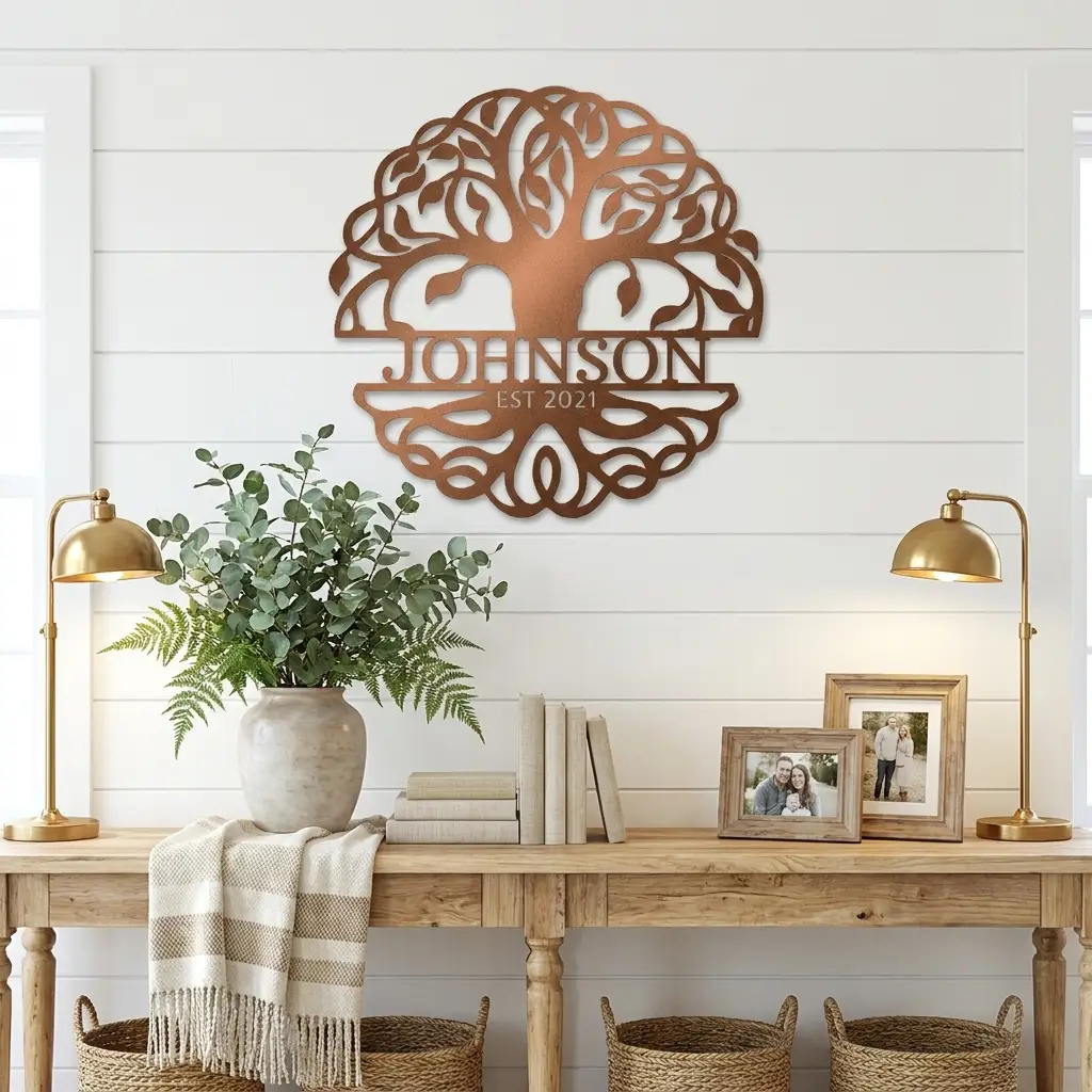 Personalized Tree of Life Metal Wall Art | Custom Family Name & Established Date Sign
