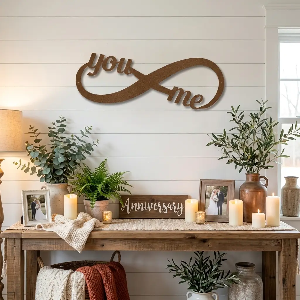 You & Me Infinity Metal Wall Art | Romantic Couple Sign | Wedding, Anniversary & Engagement Gift | Valentine’s Day Decor