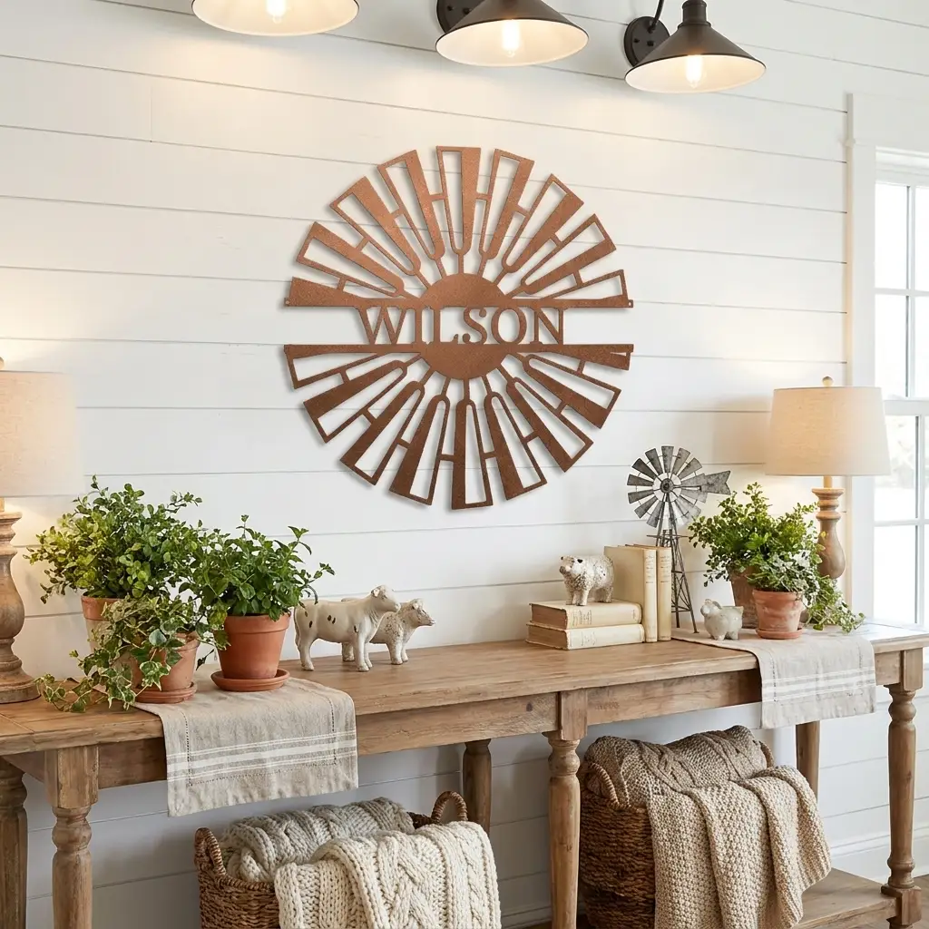 Windmill Custom Name Steel Wall Sign Metal Art