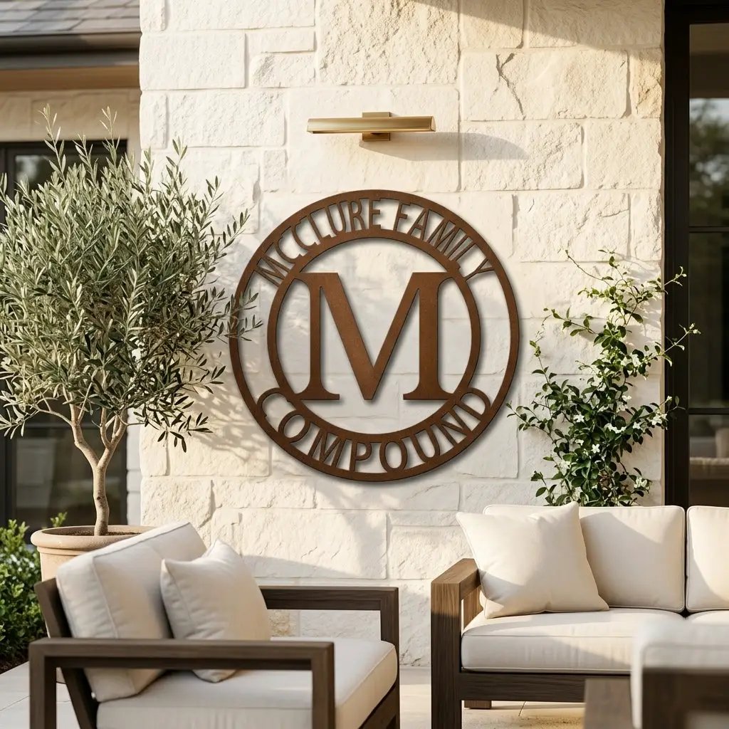 Letter Family Name Personalized Indoor Outdoor Steel Wall Sign Art