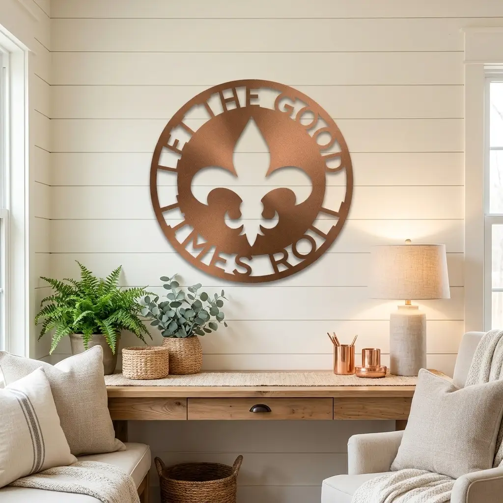 Personalized Fleur de Lis Metal Wall Art | Custom Family Name Sign | French Country Wall Decor | Made in USA