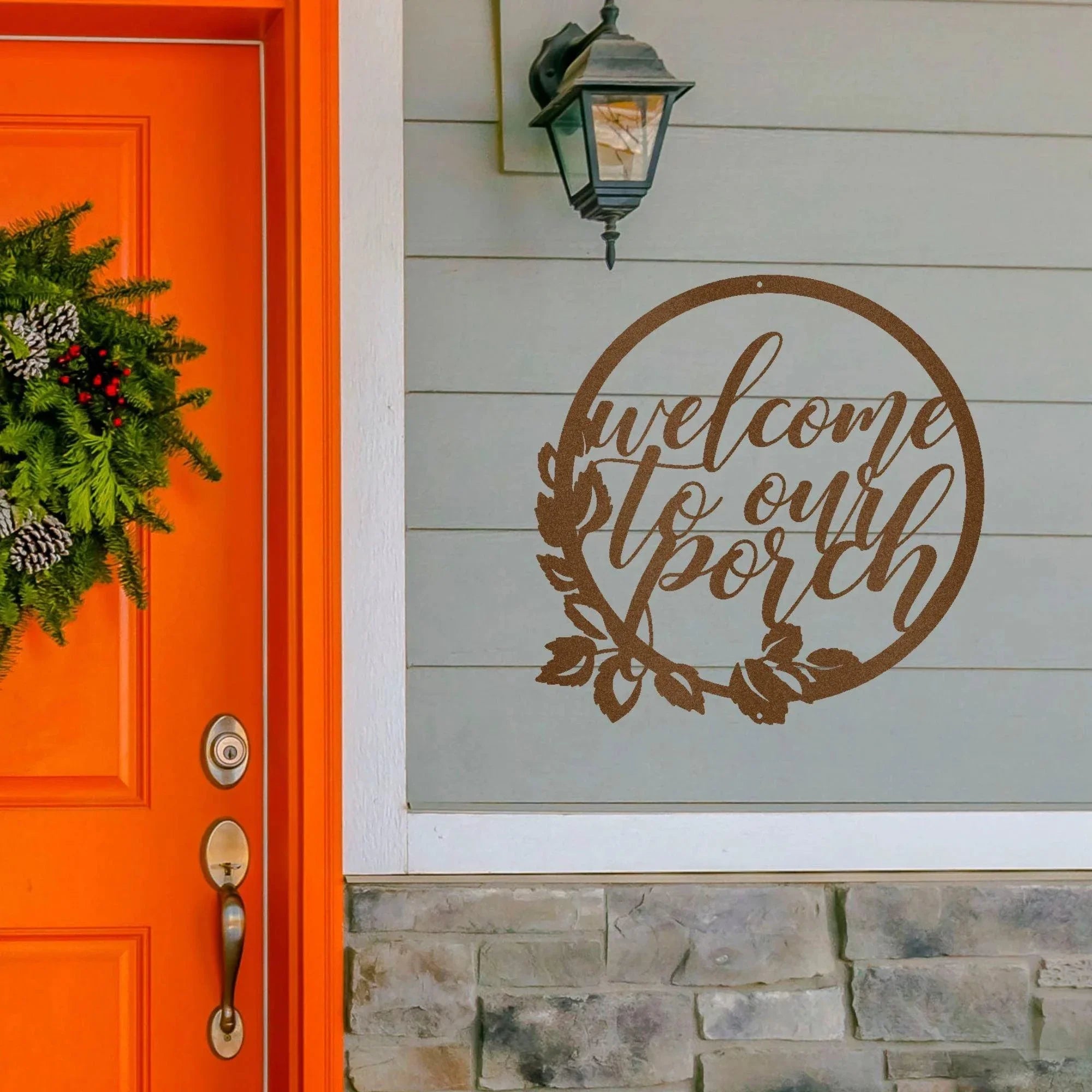 Welcome to Our Porch Indoor Outdoor Steel Wall Sign