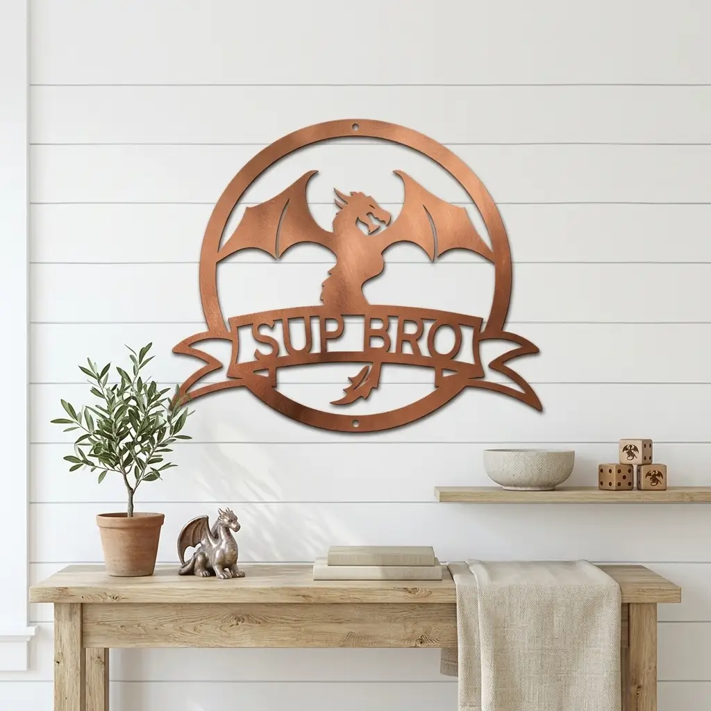 Dragon Banner Personalized Name Metal Art Wall Sign