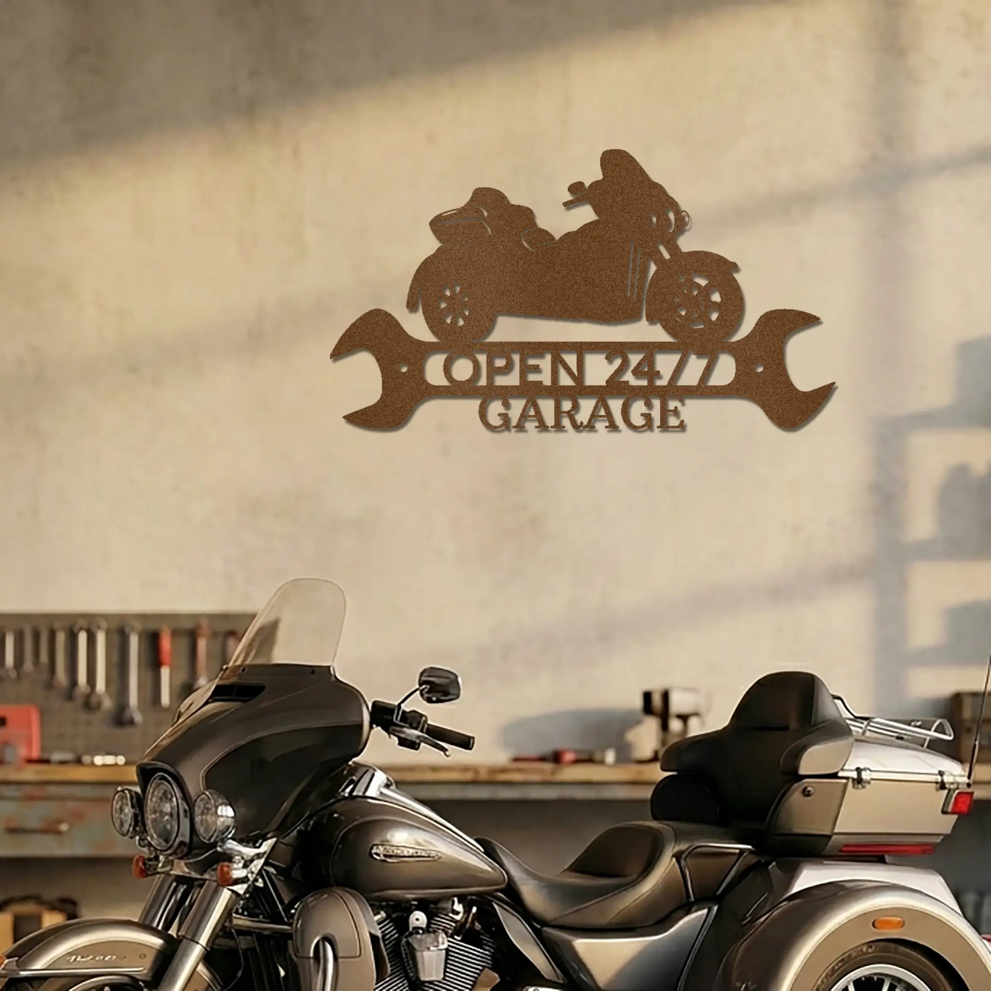 Personalized Trike Motorcycle Metal Wall Art Sign – Custom 2 Line Biker Garage Sign – Trike Rider Gift – Man Cave Decor – Steel Wall Art