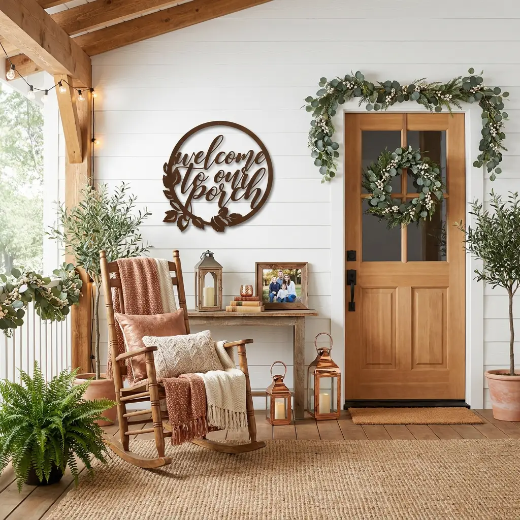 Welcome to Our Porch Indoor Outdoor Steel Wall Sign