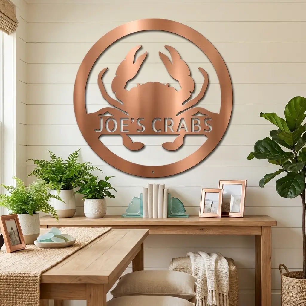 Personalized Crab Metal Wall Art | Custom Crab Shack Sign | Coastal Beach House Decor | Funny Seafood Metal Sign | Custom Outdoor Metal Wall Decor | Made in USA