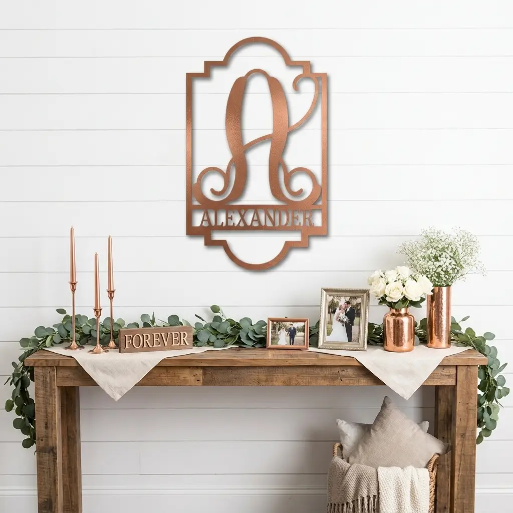 Regal Monogram Custom Name and Initial Metal Wall Art