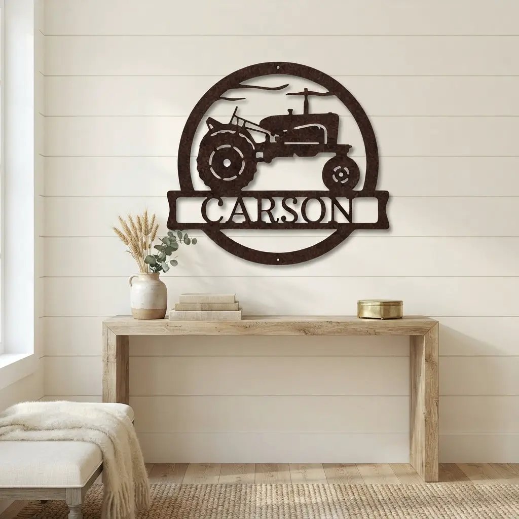Personalized Tractor Metal Wall Art | Custom Farm Name Sign | Farmer Metal Sign | Rustic Farmhouse Decor | Country Wall Art | Made in USA