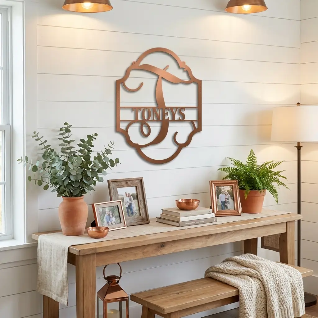 Elegant Personalized Monogram Metal Wall Art – Custom Initial and Family Name Sign – Decorative Steel Wall Decor – Wedding & Housewarming Gift