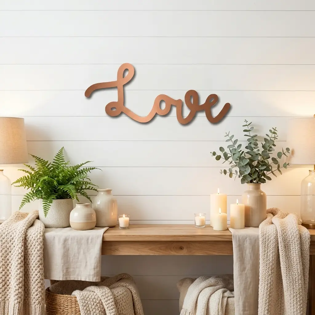 Love Script Metal Word Art Wall Sign