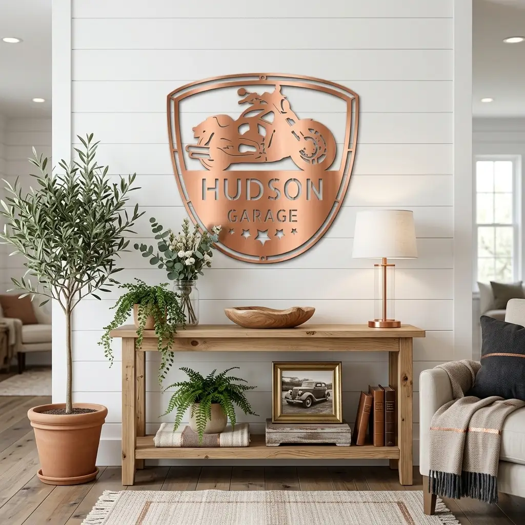 Motorcycle Biker Personalized Name Indoor Outdoor Steel Wall Sign