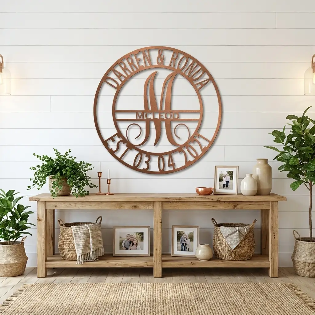 Personalized Split Letter Monogram Metal Wall Art – Custom Family Name Sign – Wedding Gift – Housewarming Decor – Last Name Steel Sign