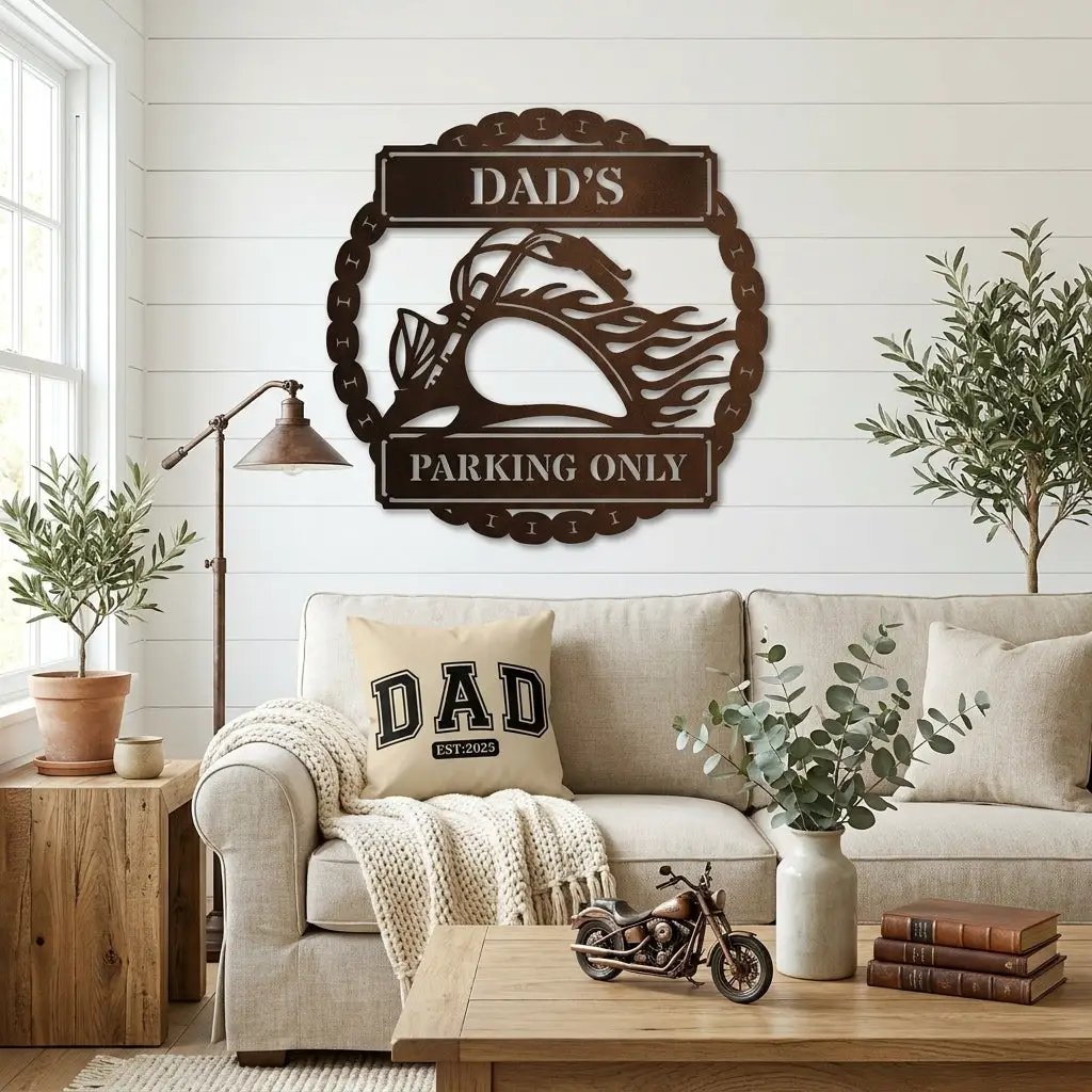 Personalized Motorcycle Metal Wall Art Sign – Custom Biker Name Sign – Garage Wall Decor – Man Cave Motorcycle Gift
