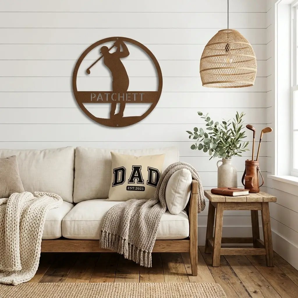 Personalized Golfer Metal Wall Art Custom Name Golf Sign Man Cave Decor Golf Gift for Dad Golf Lover Metal Wall Sign Outdoor Decor