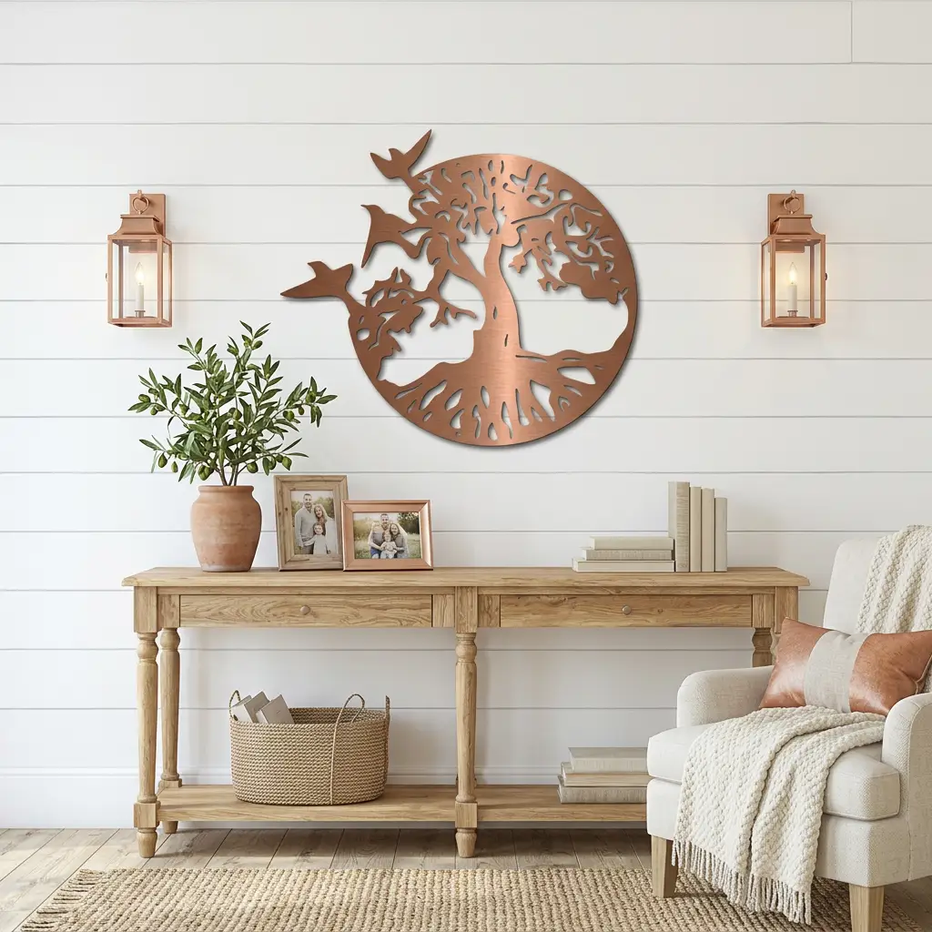 Tree of Life with Birds Metal Wall Art | Nature Inspired Steel Wall Decor | Rustic Tree Silhouette | Made in USA