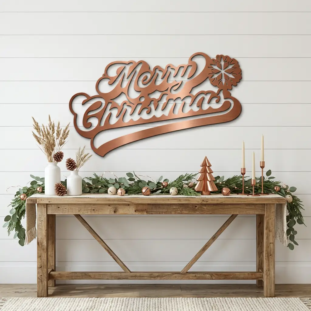 Classic "Merry Christmas" Metal Wall Sign - Bring Holiday Cheer to Any Room