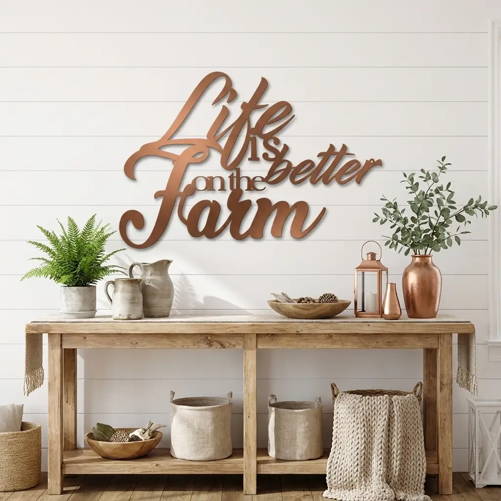 Life Is Better on the Farm Metal Wall Art | Rustic Farmhouse Steel Sign | Made in USA
