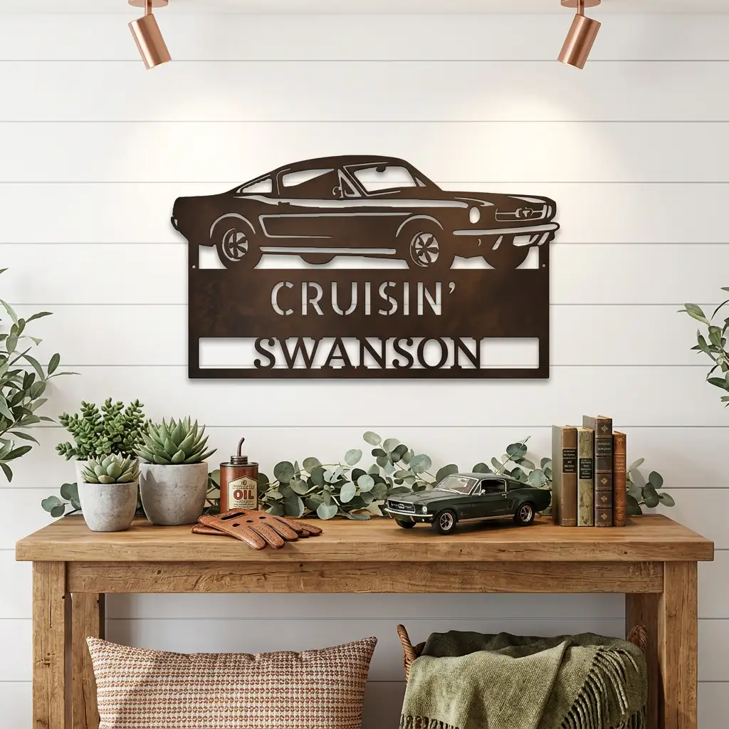 Classic Sports Car Personalized Metal Sign | Muscle Car Garage Wall Art | Custom Car Lover Gift | Made in USA