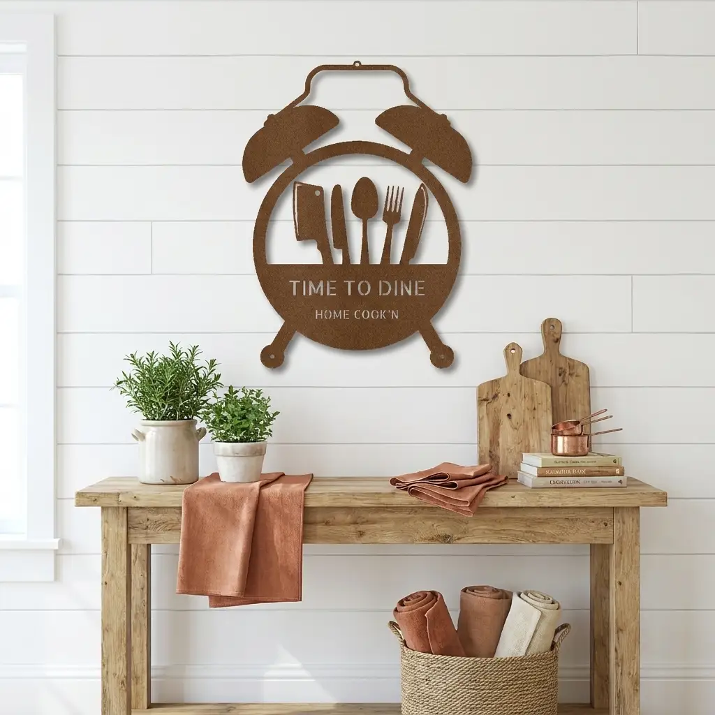 Food Time Kitchen Timer Custom Name Indoor Outdoor Steel Wall Sign