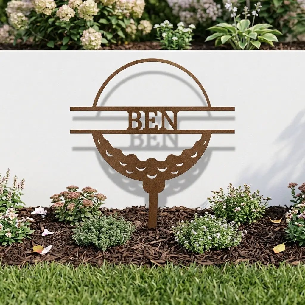 Personalized Golf Garden Stake – Custom Name Golf Tee Sign – Outdoor Yard Decor – Golfer Gift