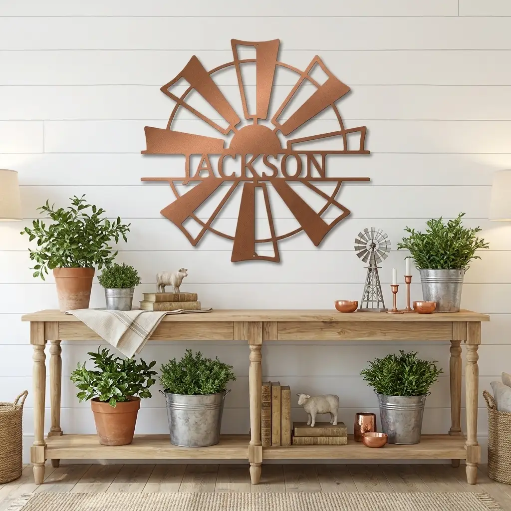 Windmill Cutom Metal Art Rustic Farmhouse