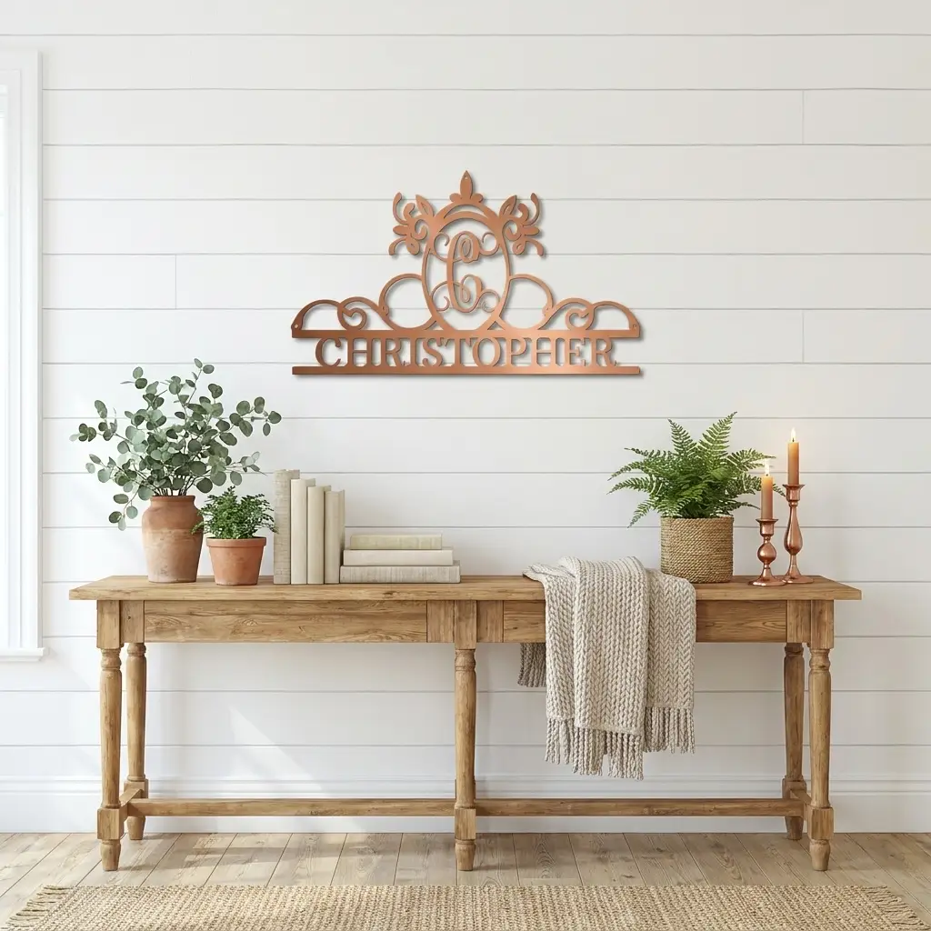 Initial and Name Custom Steel Wall Sign Metal Art
