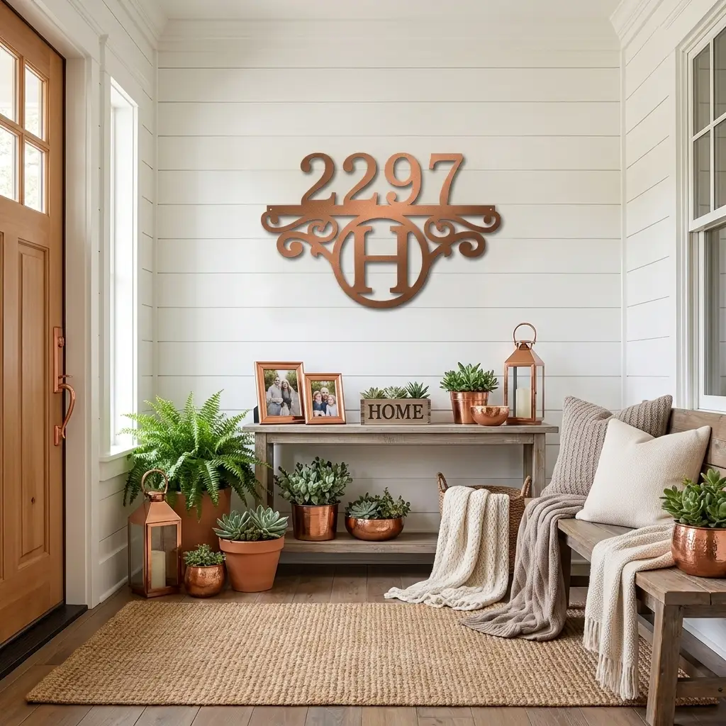 Initial Address Monogram Personalized Indoor Outdoor Steel Wall Sign Art