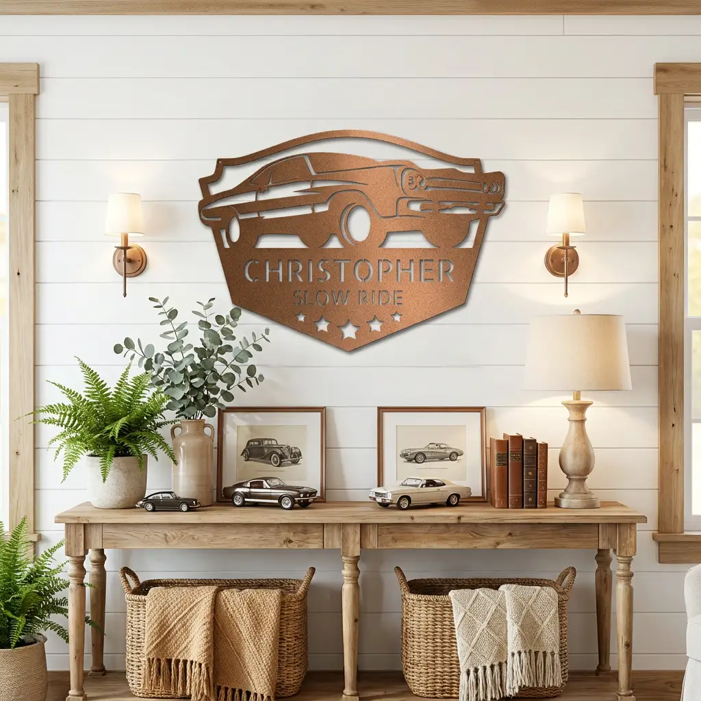 Classic Car Custom Name Indoor Outdoor Steel Wall Sign