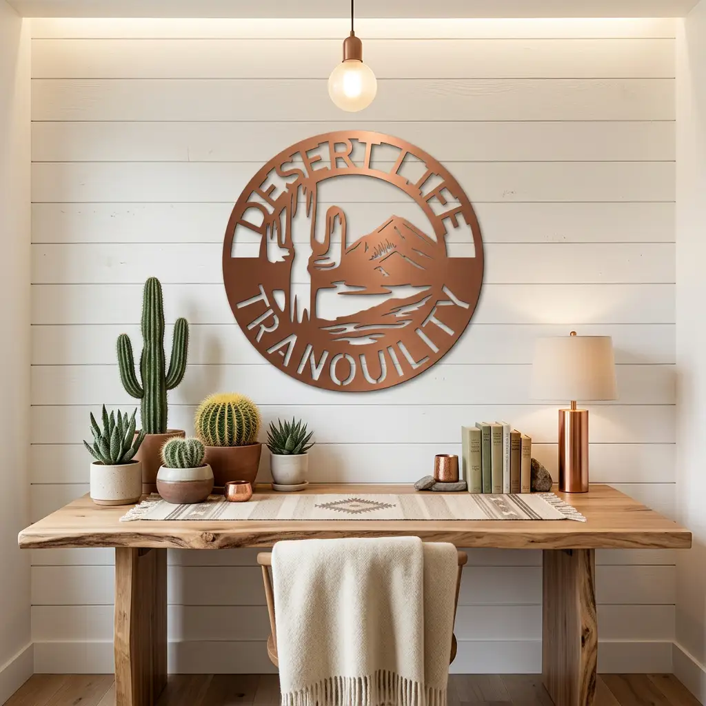 Desert Life Personalized Cactus Scene Indoor Outdoor Steel Wall Sign