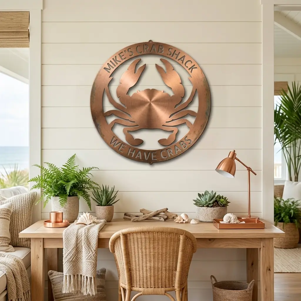 Personalized Crab Metal Wall Art | Custom Crab Shack Sign | Coastal Beach House Decor | Funny Seafood Metal Sign | Custom Outdoor Metal Wall Decor | Made in USA