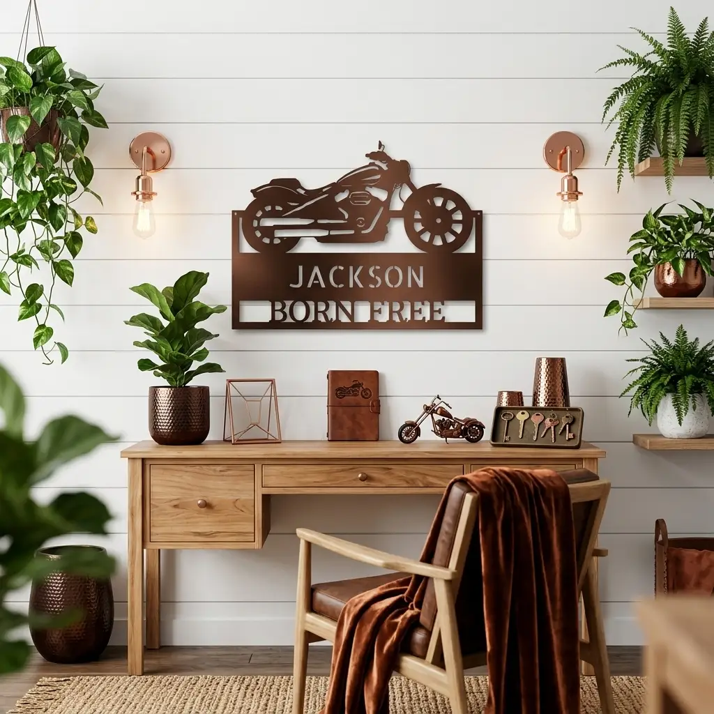 Motorcycle Shop Custom Name Indoor Outdoor Steel Wall Sign