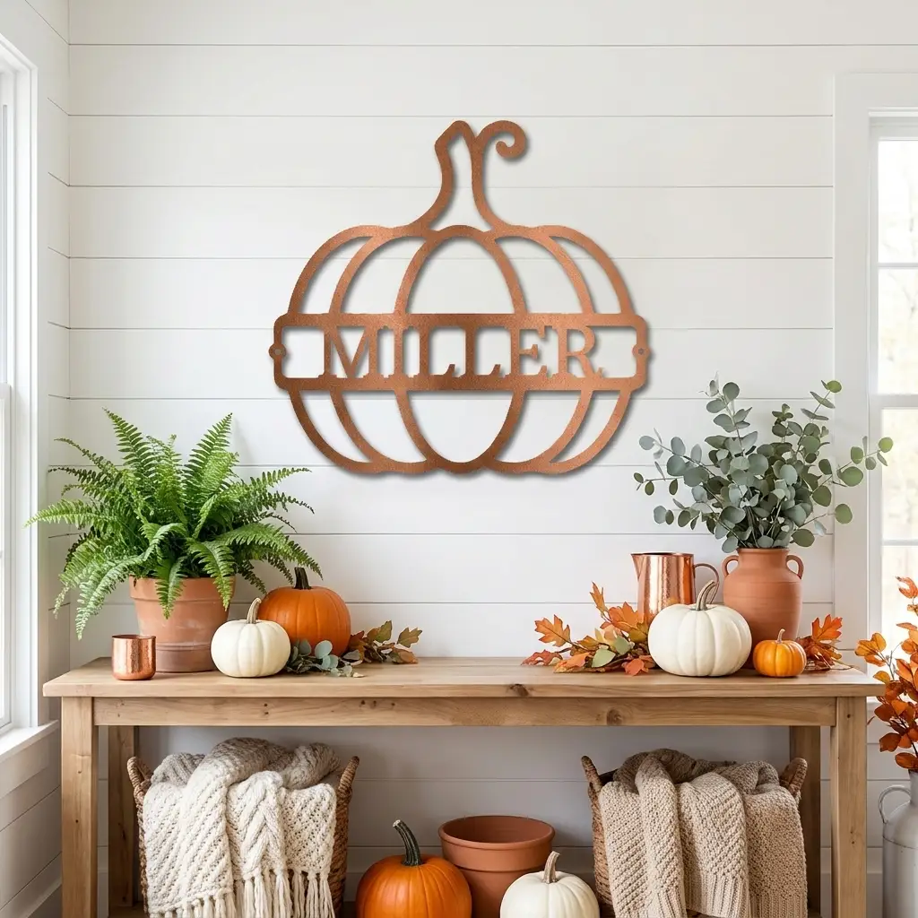 Personalized Pumpkin Metal Sign | Custom Fall Name Sign | Pumpkin Wall Decor | Autumn & Thanksgiving Metal Art | Housewarming Gift | Made in USA