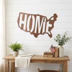 HOME USA Metal Wall Art | American Map Steel Wall Decor | Steel Sign Made in USA