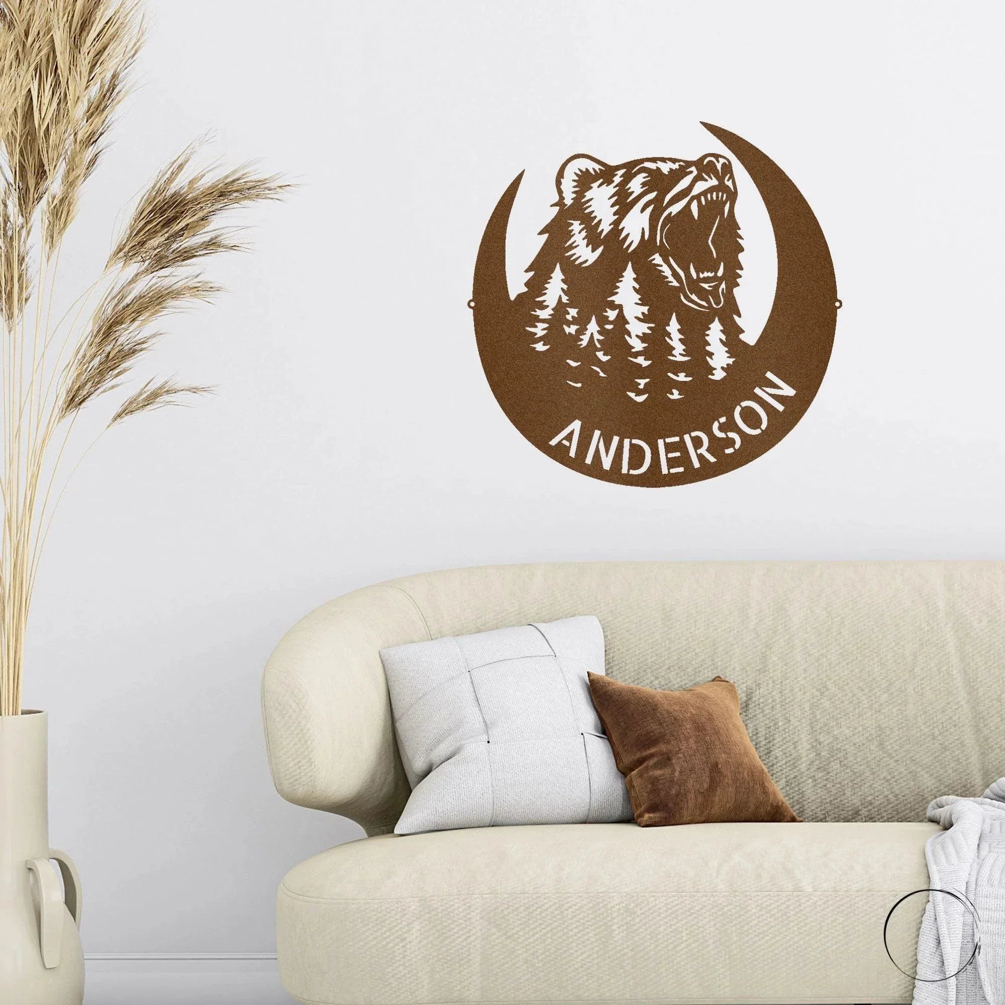 Roaring Bear Custom Name Indoor Outdoor Steel Wall Sign