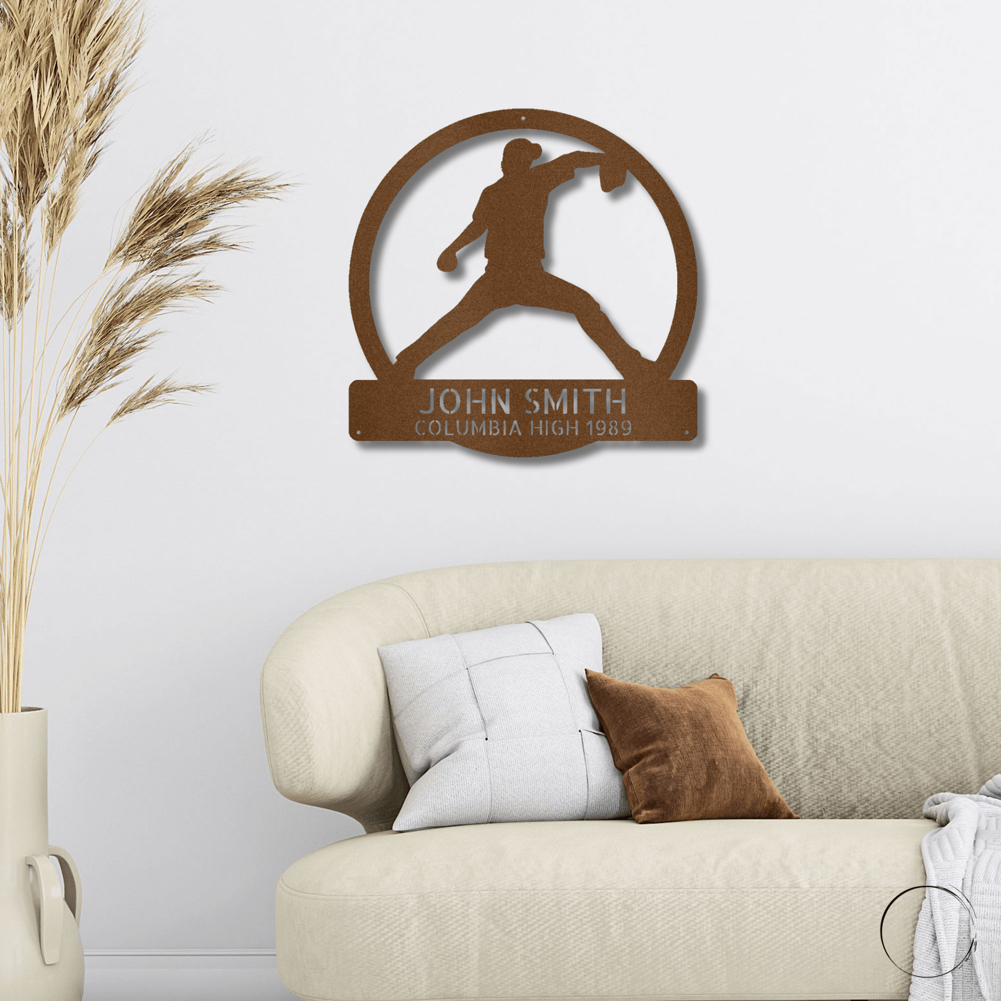 Baseball Pitcher Custom Name Metal Art Wall Sign - Mallard Moon Gift Shop