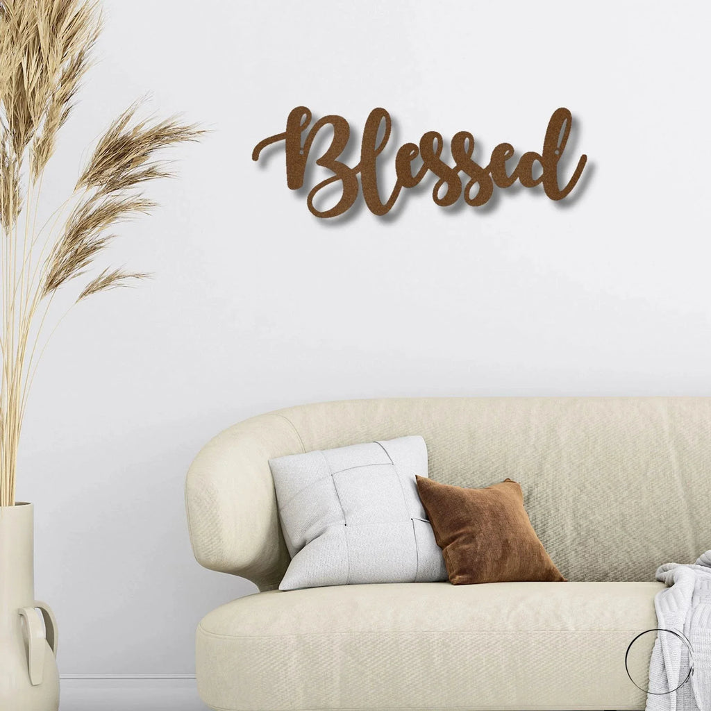Blessed Word Script Indoor Outdoor Steel Walll Sign