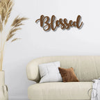 Blessed Word Script Indoor Outdoor Steel Walll Sign