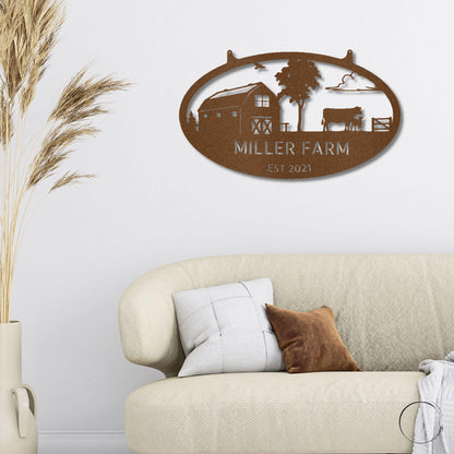 Farmstead Custom Name Monogram Indoor Outdoor Steel Wall Sign - Mallard Moon Gift Shop