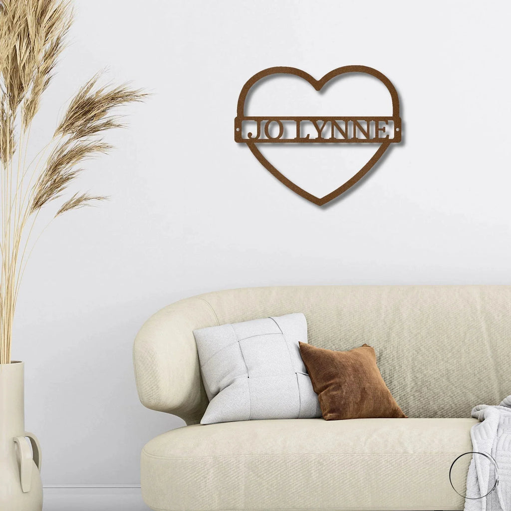 Custom Heart Shaped Monogram Personalized Steel Wall Sign