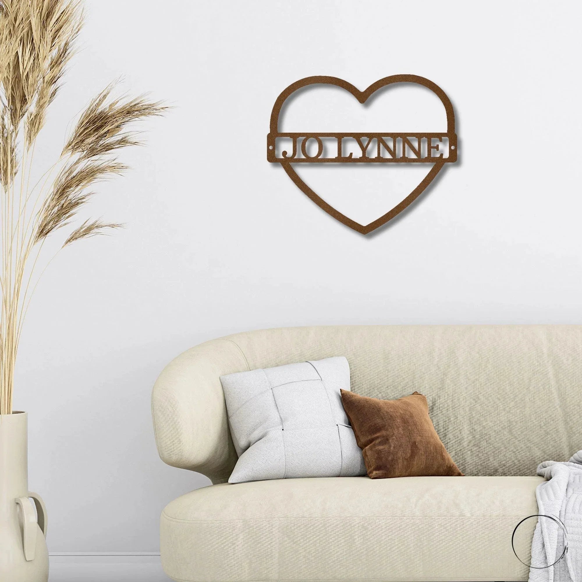 Custom Heart Shaped Monogram Personalized Steel Wall Sign