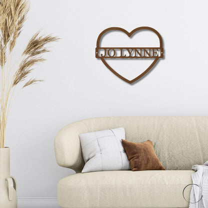 Custom Heart Shaped Monogram Personalized Steel Wall Sign - Mallard Moon Gift Shop