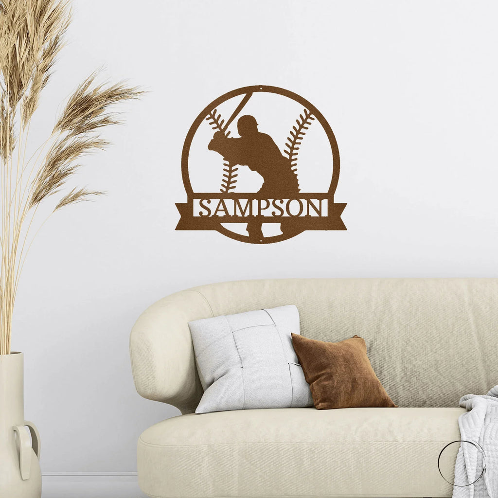 Baseball Player Custom Name Metal Art Wall Sign