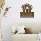 Personalized Kitchen Art - Laser-Cut Metal Wall Sign with Chef Hat Design