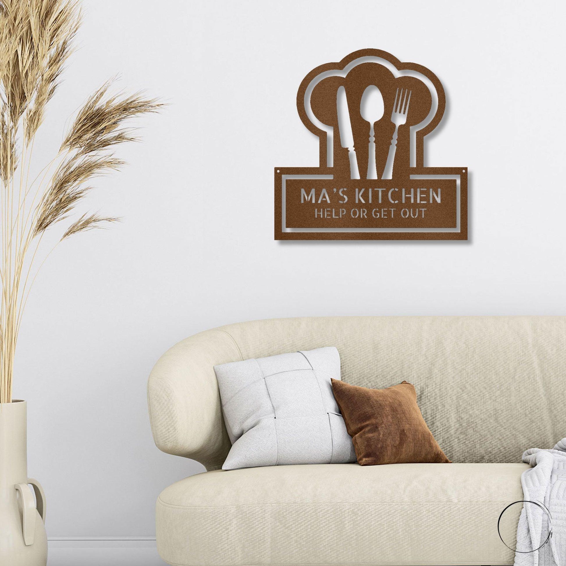 Personalized Kitchen Art - Laser-Cut Metal Wall Sign with Chef Hat Design - Mallard Moon Gift Shop