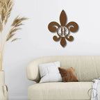 Fleur De Lis Personalized Initial Metal Art Wall Sign